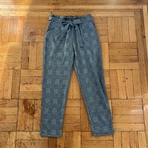 Grey Patterned Trousers with Belt